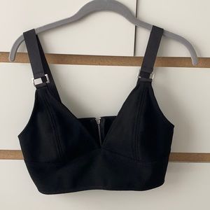 Zippered black Topshop crop top (NWOT)